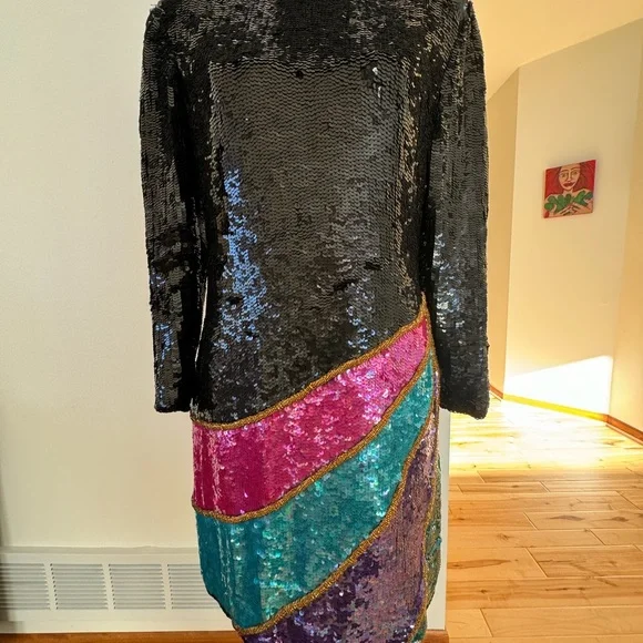 Mob wife glam dress, vintage Scarlet Rage,colorful - Picture 8 of 16